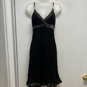 Snob by Monella Vagabonda Black Beaded Empire Waist Midi Dress – Size Small